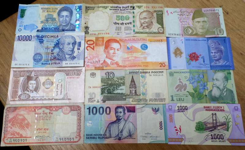 Lot of 12 International bank notes