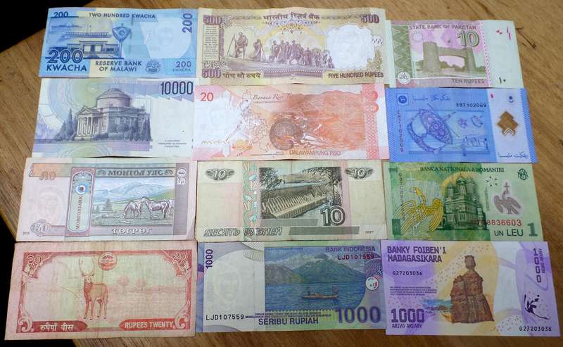 Lot of 12 International bank notes