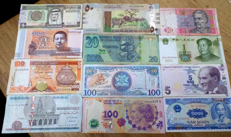 Lot of 12 International bank notes
