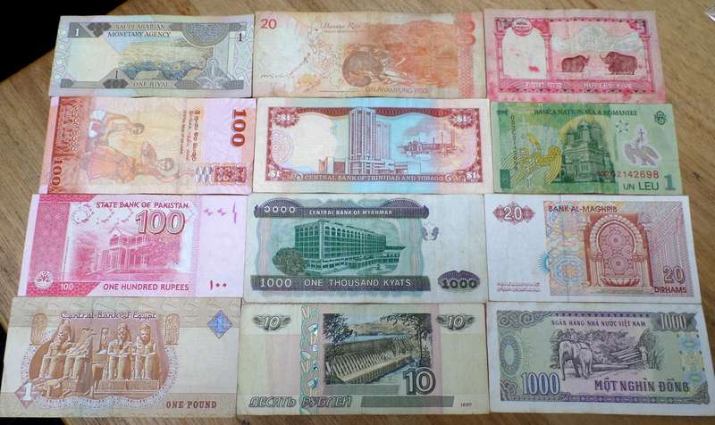 Lot of 12 International bank notes