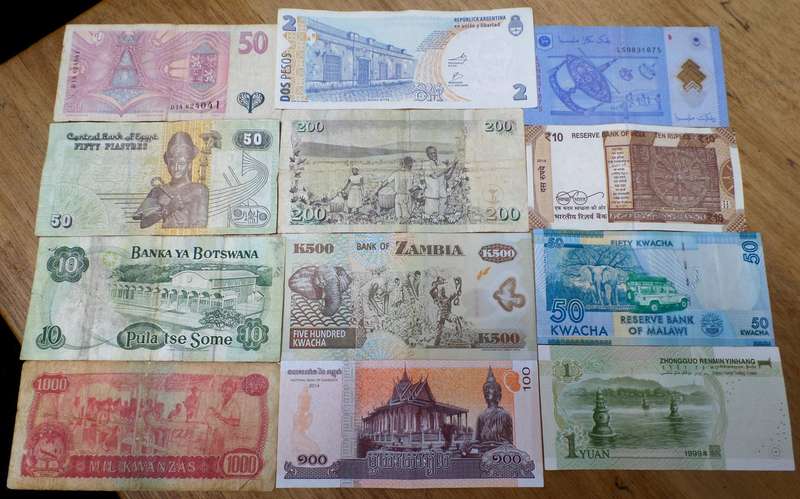 Lot of 12 International bank notes