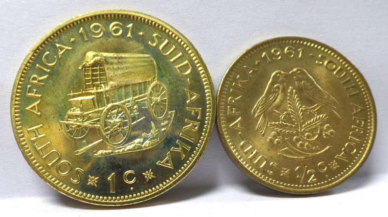 RSA 1/2 & 1 Cent 1961 - Proof & Mint state