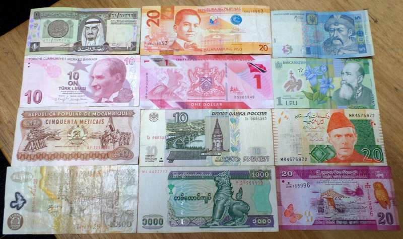 Lot of 12 International bank notes