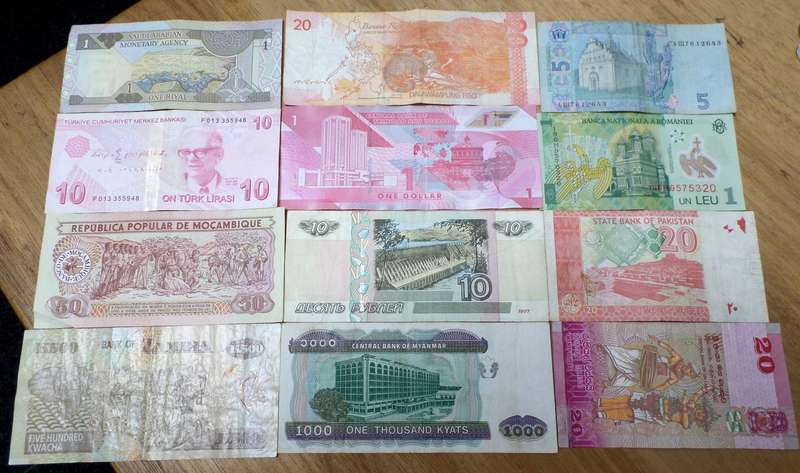 Lot of 12 International bank notes