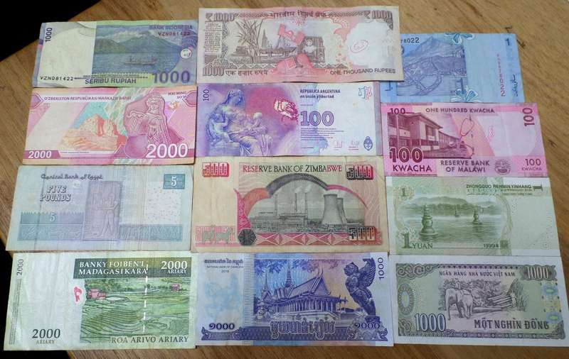 Lot of 12 International bank notes