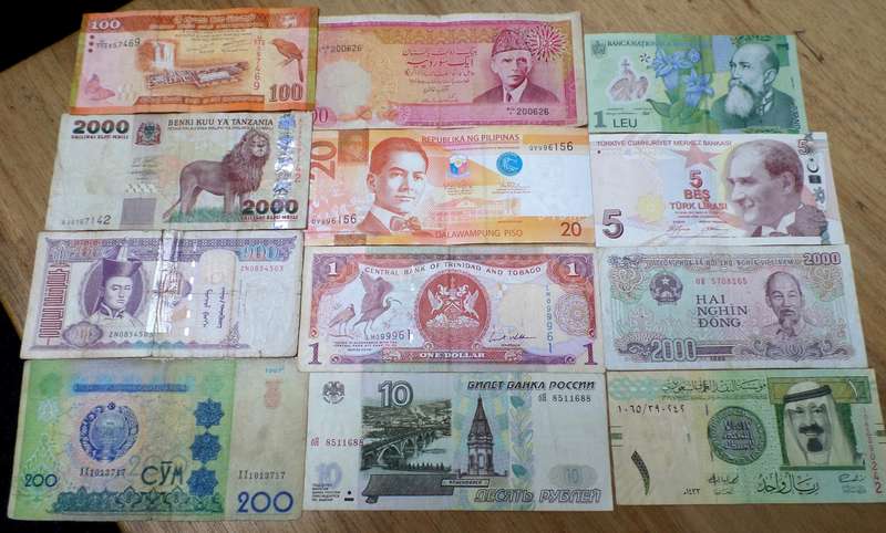 Lot of 12 International bank notes