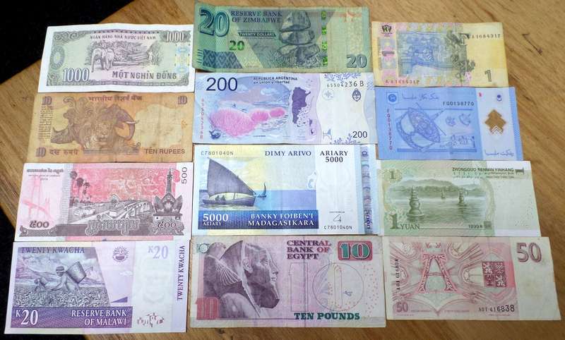 Lot of 12 International bank notes