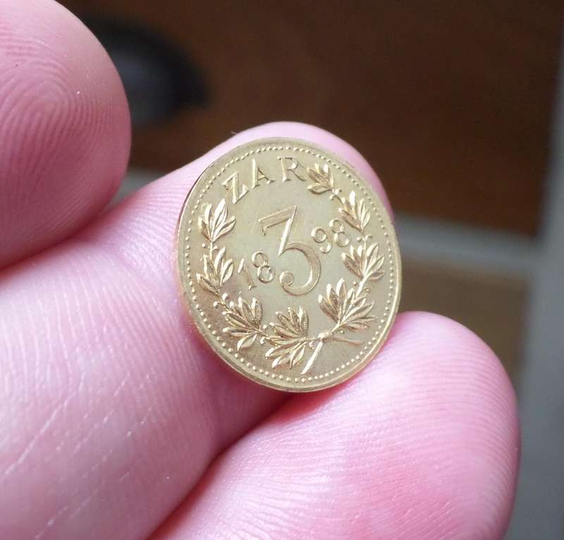 ZAR 3 Pence 1898 - Sammy Marks replica - 22ct Gold