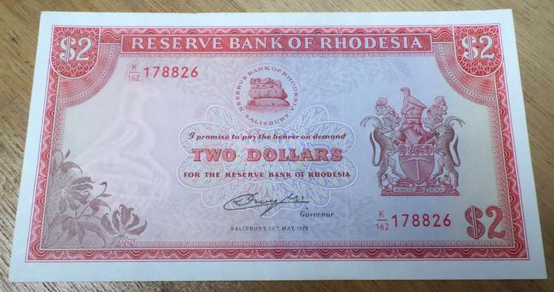 *R1 Auction* Rhodesia 2 Dollars 1979 - EF to EF+ condition