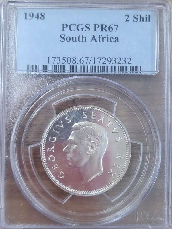 Union 1948 Two Shillings - PCGS PR67: Only 4 in Higher Grade at NGC - Low Mintage: 1120