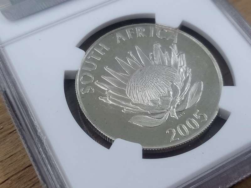 RSA 2005 Silver One rand: Albert Luthuli - NGC MS67: Only 11 Better at NGC - Very Low Mintage: 256