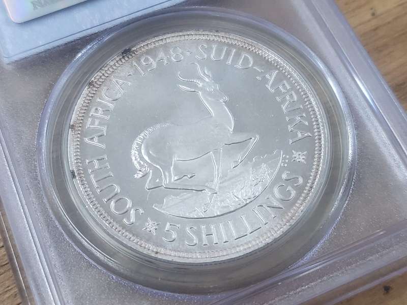 Union 1948 Five Shillings - PCGS PL67: Only 1 in higher grade at NGC - Good Looking Coin