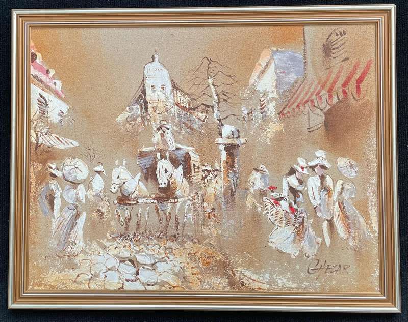 ORIGINAL BORIS CHEZAR (1913-2008) OIL/SAND PAINTING