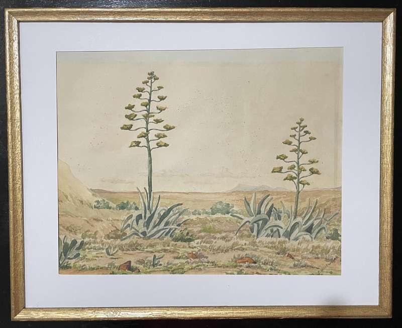 ORIGINAL P. WHITWORTH - WATER COLOUR PAINTING IN GOLD FRAME - KAROO WILDERNESS