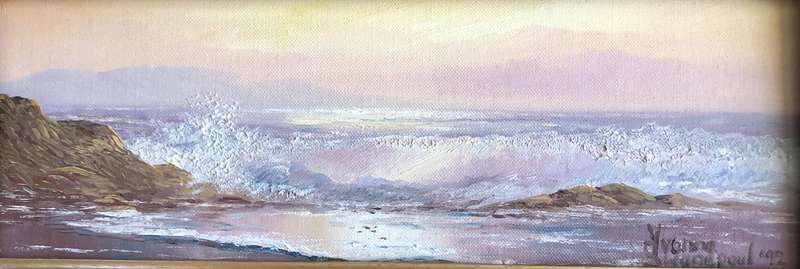 ORIGINAL - YVONNE SWANEPOEL - OIL ON BOARD "BLOUBERG STRAND" IN GOLD FRAME