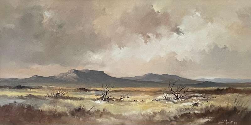 ORIGINAL WELL KNOWN SA ARTIST - LOUIS SMIT - OIL ON CANVAS ON BOARD -  LANDSCAPE DATED 1988