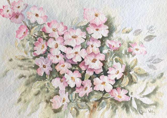 ORIGINAL THELMA WHITING - WATER COLOUR IN GOLD FRAME BEHIND GLASS