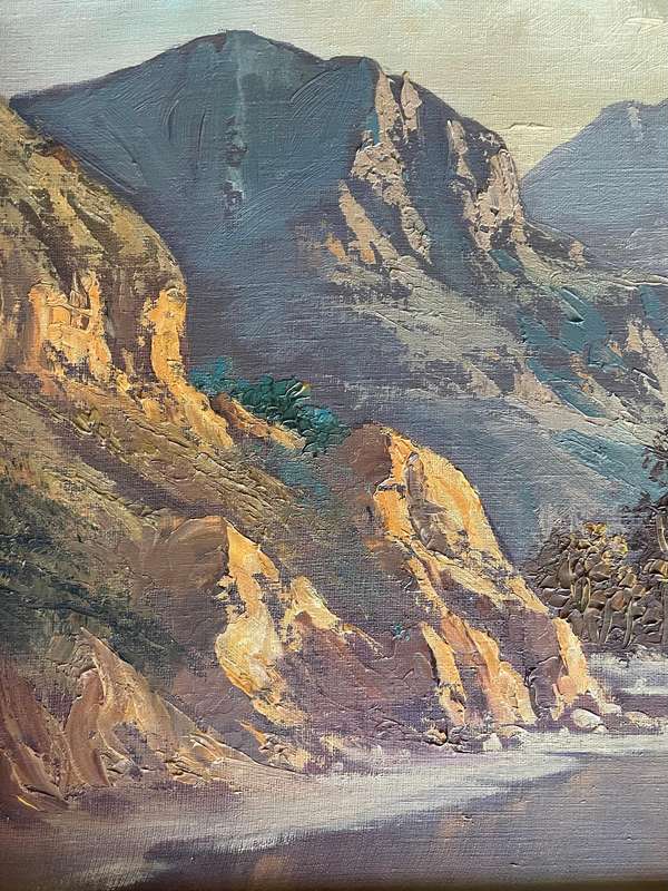 ORIGINAL WELL KNOWN SA ARTIST - J.L FOURIE - "BERG RIVIER NABY PAARL" OIL IN ORNATE GOLD FRAME