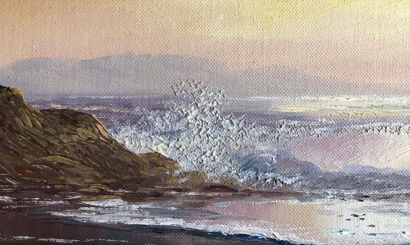 ORIGINAL - YVONNE SWANEPOEL - OIL ON BOARD "BLOUBERG STRAND" IN GOLD FRAME