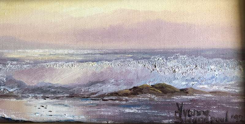 ORIGINAL - YVONNE SWANEPOEL - OIL ON BOARD "BLOUBERG STRAND" IN GOLD FRAME