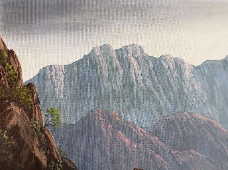 ORIGINAL WERNER FORDELMANN (1926-2012) OIL ON CANVAS ON BOARD -MOUNTAIN LANDSCAPE IN GOLD FRAME