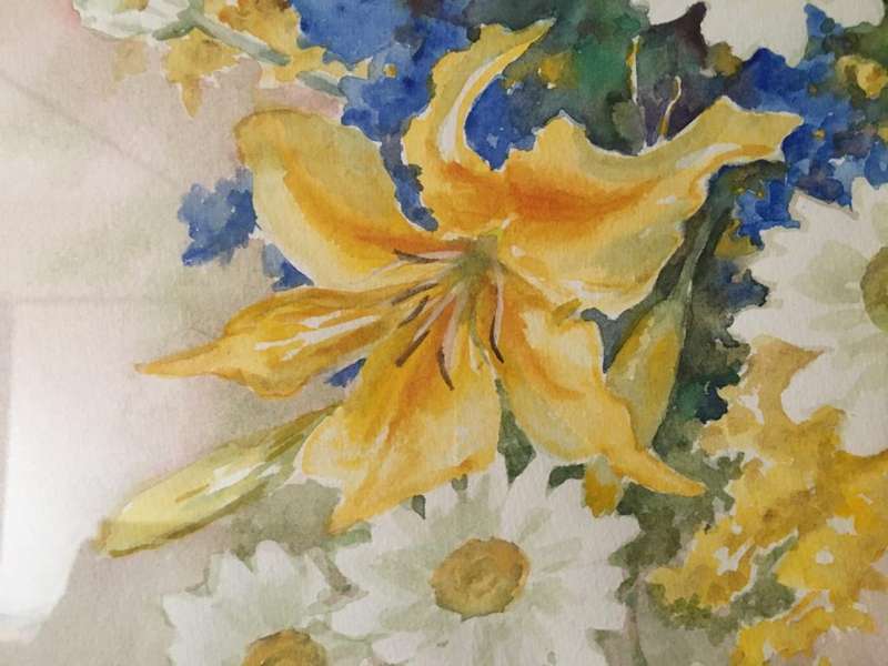 ORIGINAL NELLIE SHEARER - WATER COLOUR IN GOLD FRAME BEHIND GLASS