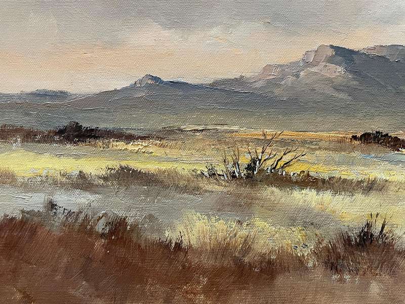 ORIGINAL WELL KNOWN SA ARTIST - LOUIS SMIT - OIL ON CANVAS ON BOARD -  LANDSCAPE DATED 1988