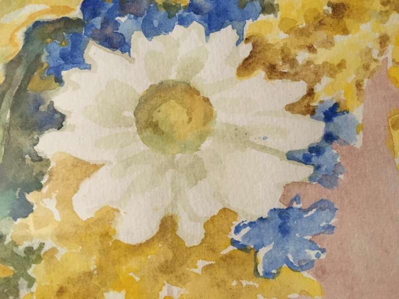 ORIGINAL NELLIE SHEARER - WATER COLOUR IN GOLD FRAME BEHIND GLASS