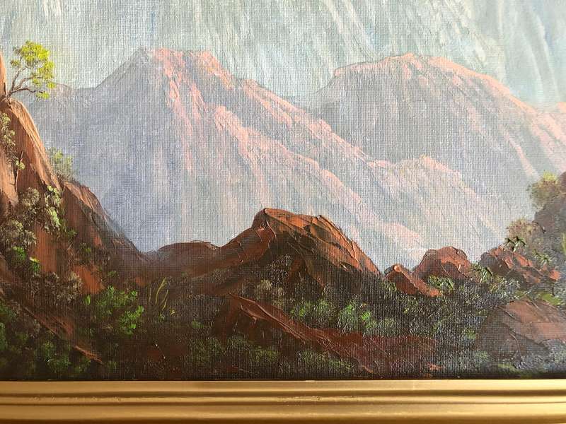 ORIGINAL WERNER FORDELMANN (1926-2012) OIL ON CANVAS ON BOARD -MOUNTAIN LANDSCAPE IN GOLD FRAME
