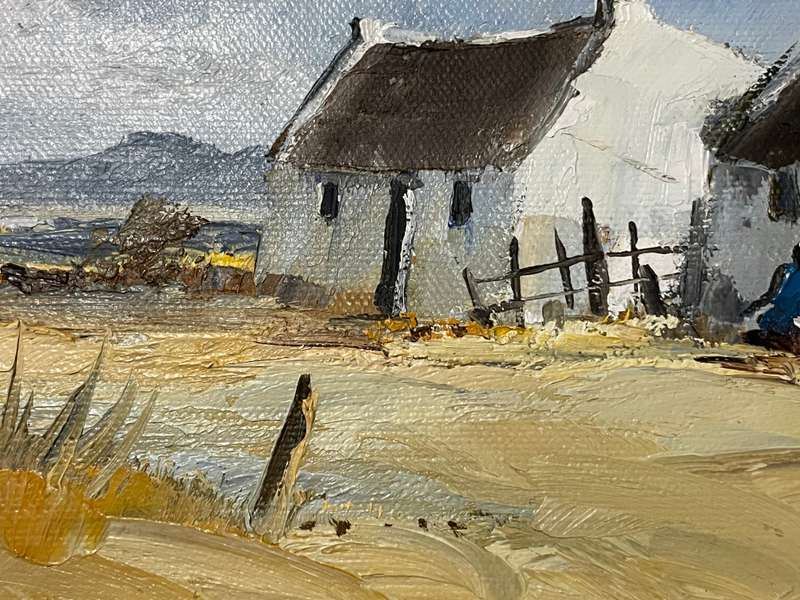 ORIGINAL BY WELL KNOWN SA ARTIST - LOUIS SMIT - CAPE HOUSES - OIL ON CANVAS ON BOARD DATED 1989