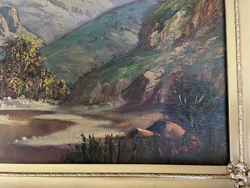 ORIGINAL WELL KNOWN SA ARTIST - J.L FOURIE - "BERG RIVIER NABY PAARL" OIL IN ORNATE GOLD FRAME