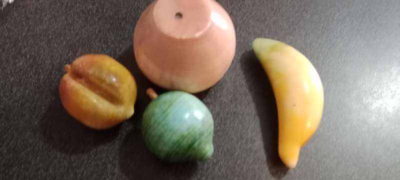 Marbled Alabaster Stone Fruit Kitschy Decor