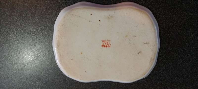 Vintage  Asian Yellow Longevity Porcelain Mun Shou Tea Tray
