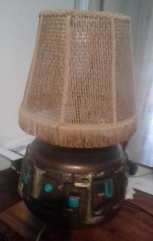 TABLE LAMP - MID CENTURY MODERN BRUTALIST WITH SHADE