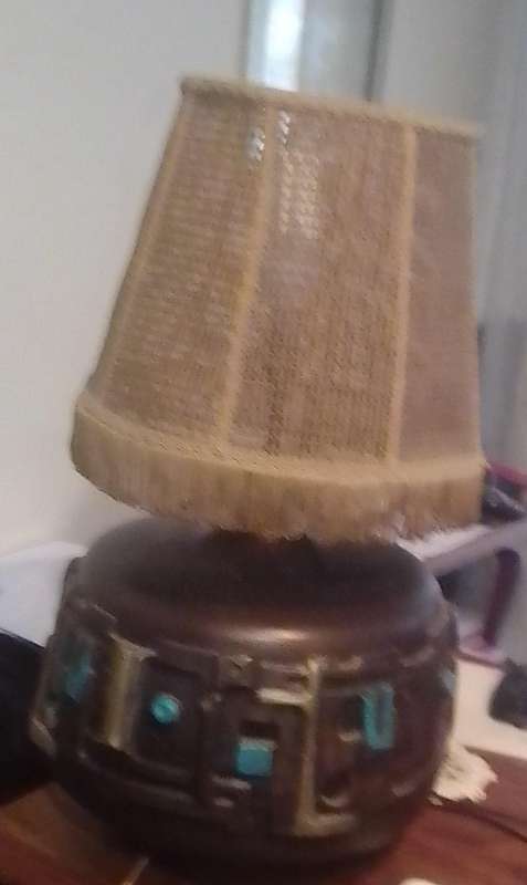 TABLE LAMP - MID CENTURY MODERN BRUTALIST WITH SHADE