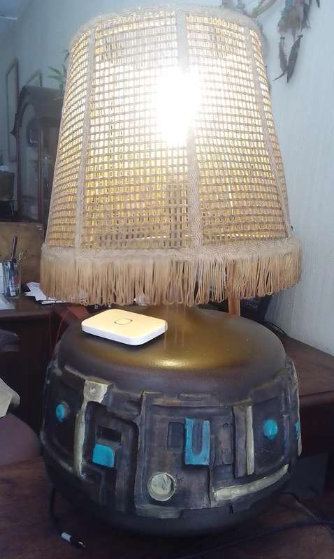 TABLE LAMP - MID CENTURY MODERN BRUTALIST WITH SHADE