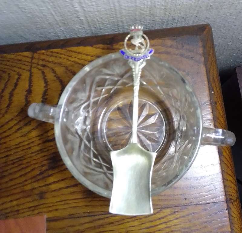 STUART CRYSTAL BOWL, SUGAR BOWL, CANDLEHOLDERS
