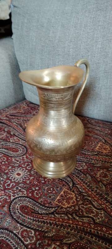 Vintage Persian/ Indian heavy brass water pitcher.