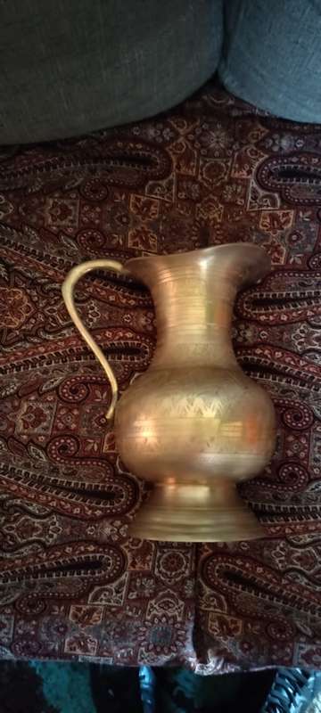 Vintage Persian/ Indian heavy brass water pitcher.