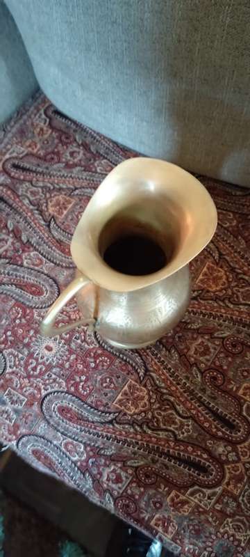 Vintage Persian/ Indian heavy brass water pitcher.