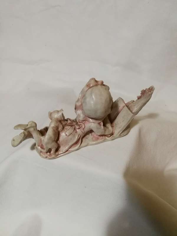 Reading girl and kitten Ornament- Very Old