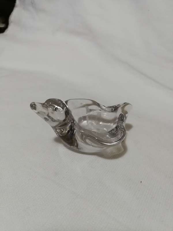 Vannes Le Chatel Crystal France Clear Duckling Pipe Holder Ashtray/ Trinket Dish.