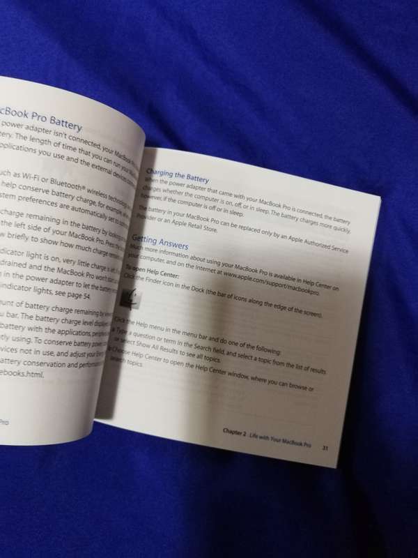 Macbook Pro 15" Manual Booklet