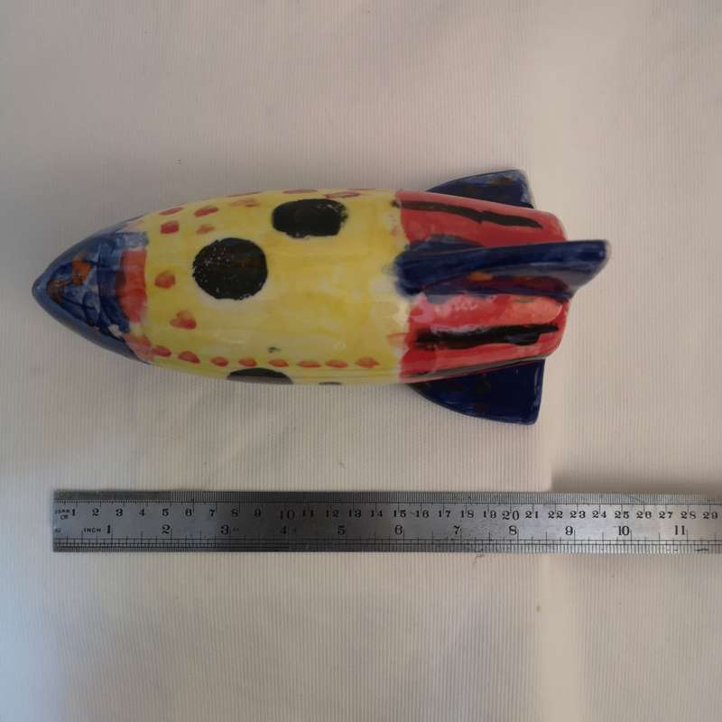 Rocket Ship- Ceramic Art, Handpainted