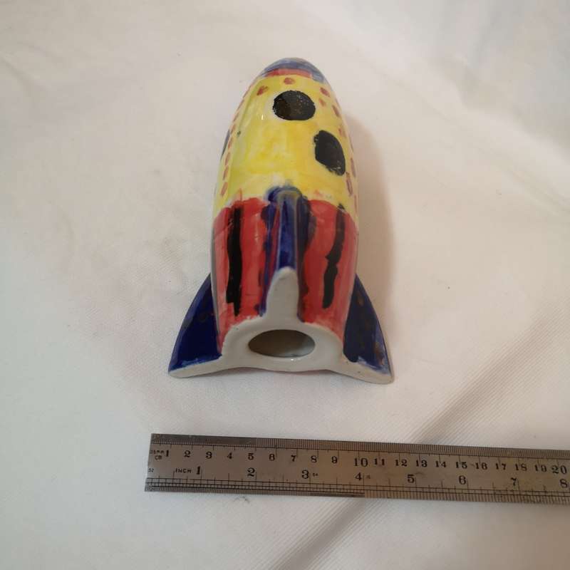 Rocket Ship- Ceramic Art, Handpainted