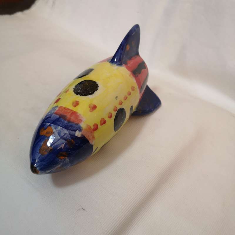 Rocket Ship- Ceramic Art, Handpainted