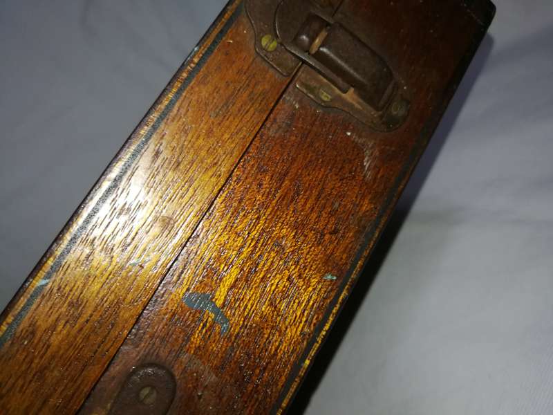 Antique Old Wooden Carved Brass hinged Work Multi Compartment Artists Box with drawing board lid