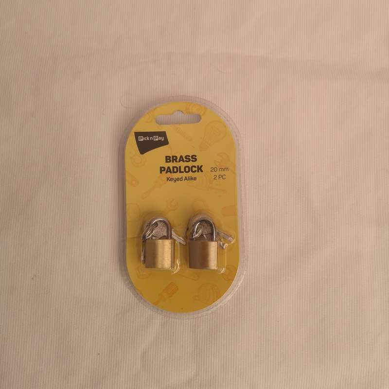 Brass Padlock 20mm set of 2- Keyed alike for luggage