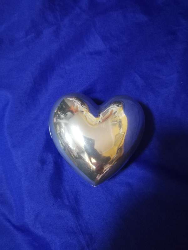 Heart Shaped Trinket Box. Pewter/ Aluminium