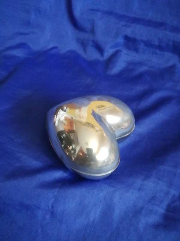 Heart Shaped Trinket Box. Pewter/ Aluminium